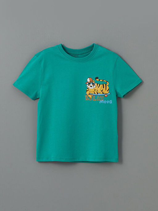 Bisiklet Yaka Bask?l? Erkek ?ocuk Ti??rt 2li