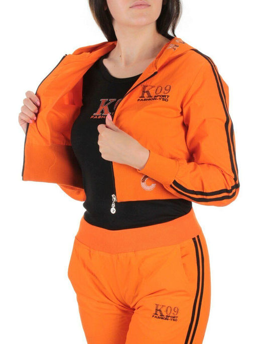 2388 ORANGE/BLACK Костюм спортивный тройка женский (100% полиэстер )