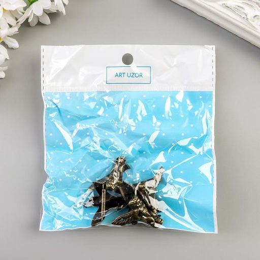 Уголок (ножка) для шкатулки металл Ангел набор 4 шт бронза 2,3х2,6х1 см - Арт узор фото 4