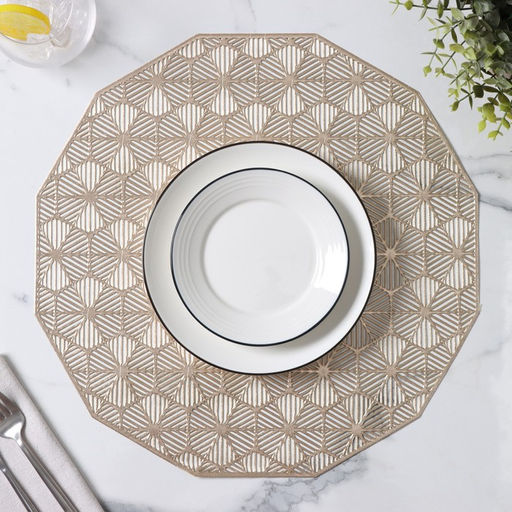 Набор салфеток сервировочных на стол Доляна Гипноз, 4 шт, d=38 см, цвет золотой  фото 15