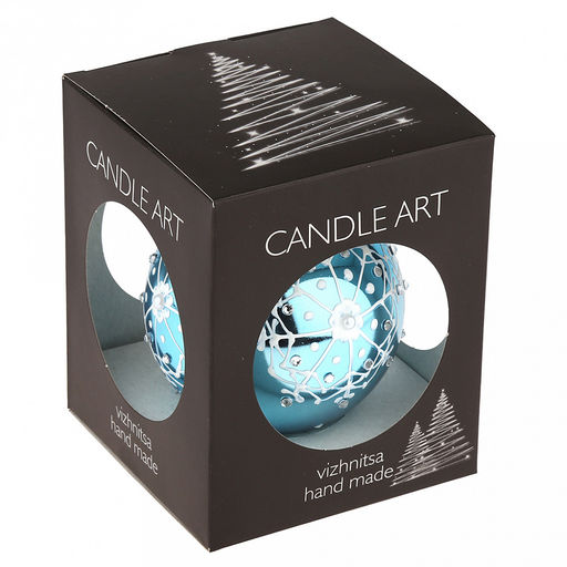 Елочная игрушка шар стеклянная д9,5см, зеркально-бирюзовый, ручная художественная роспись, подарочная упаковка (Россия) - Домашняя мода фото 5