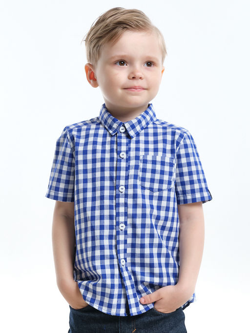 Рубашка для мальчика UD 7903 синяя клетка - Mini maxi фото 4