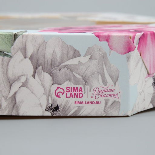 Цена за 5 шт. Коробка кондитерская, упаковка, «Пионы», 23 х 23х 4 см