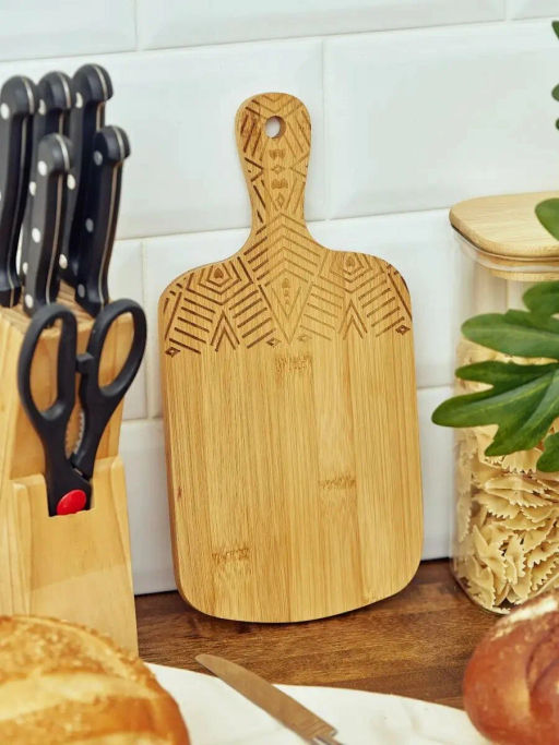 Доска разделочная бамбук 280*140*10мм №8 с ручкой КТ-ДР-133 - Катунь фото 3