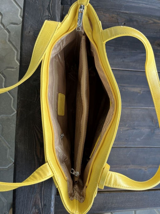 Женская сумка шоппер из эко кожи 006 Желтый - Kenguluna фото 5