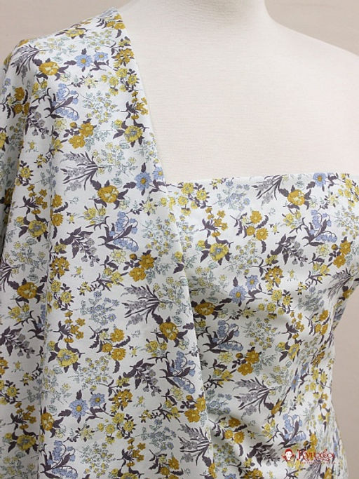 Импорт. хлопок Цветочная легенда (горчичные цветы), ш.1.48м, хлопок-100%, 105гр/м.кв - Купава фото 5