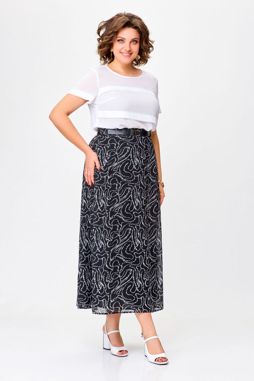 Блуза Swallow 803.2 черный+серебряный узор фото 179