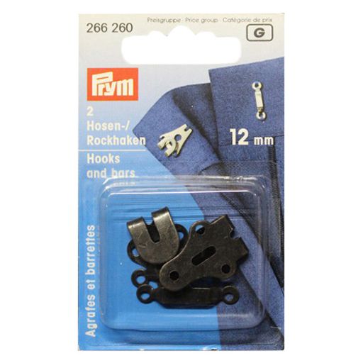 PRYM 266260 Крючки для юбок и брюк 12 мм в блистере 2 шт. черный