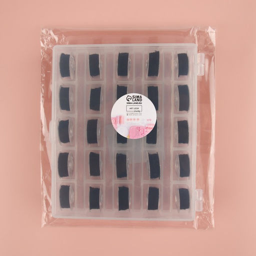 Набор шпулек с нитками, в органайзере, d=20 мм, 25 шт., чёрный