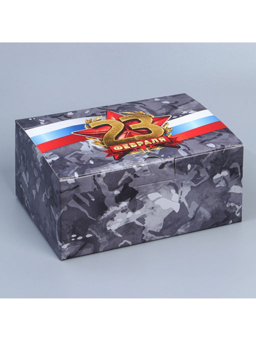 Цена за 2 шт. Коробка подарочная сборная, упаковка, «23 февраля», 22×15×10 см