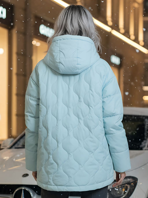 Куртка женская демисезонная с капюшоном бирюзового цвета 1140Br