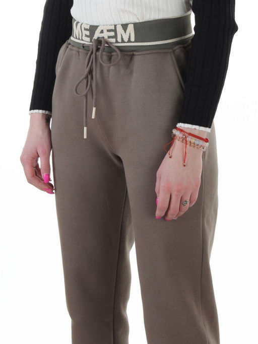 2804 GRAY/GREEN Брюки спортивные утепленные женские (95% хлопок, 5% спандекс)