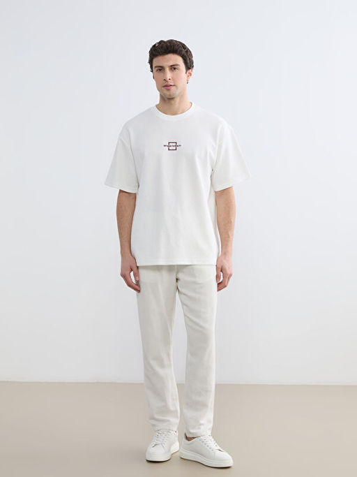 Bisiklet Yaka Bask?l? Erkek Ti??rt