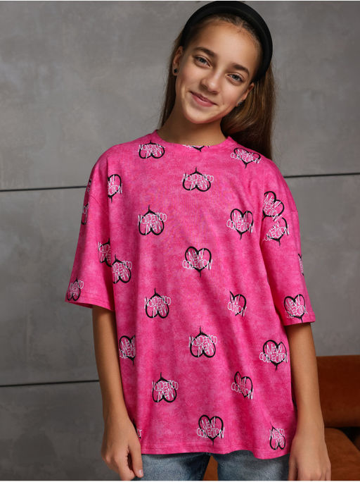 Футболка "Принт" Розовый Девочка