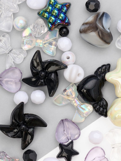 Бусины «Микс», набор 50 г, чёрно-белые