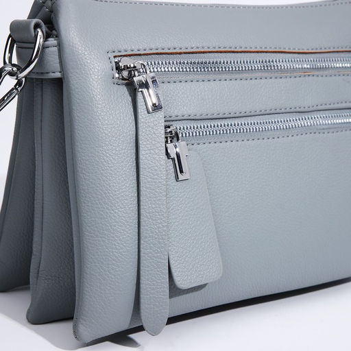 Сумка кросс-боди на молнии, 3 наружных кармана, цвет серо-голубой - Simaland фото 4