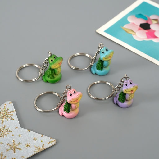 Брелок для ключей на кольце Змейка с ёлочкой, полистоун, 2?1.5?2.5 см, МИКС