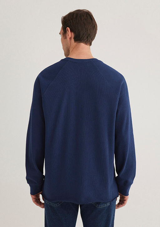 Uzun Kollu Lacivert Tisort - Mavi фото 5