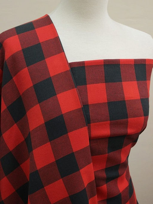 Фуле Клетка цв.красный/черный, ш.1.45м, хлопок-100%, 180гр/м.кв - Купава фото 5