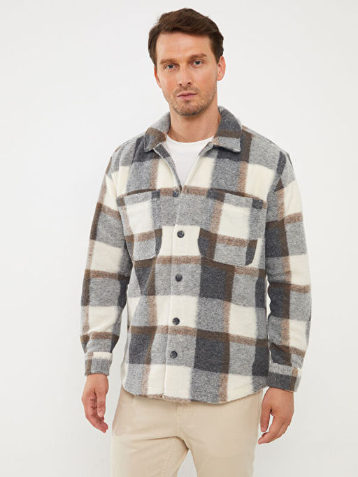 Rahat Kal?p Uzun Kollu Ekose Erkek G?mlek Ceket