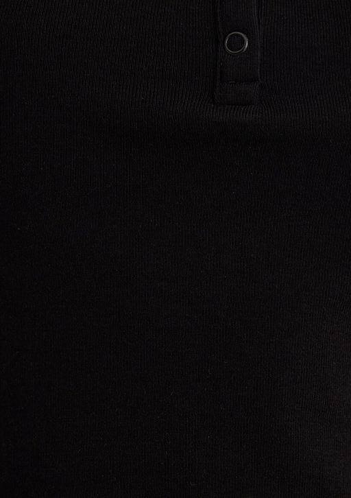 Dugmeli Siyah Basic Tisort - Mavi фото 7