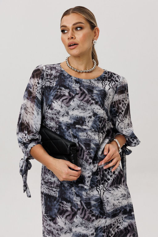 Платье ANELLI 1733 леопардовый серый  фото 9