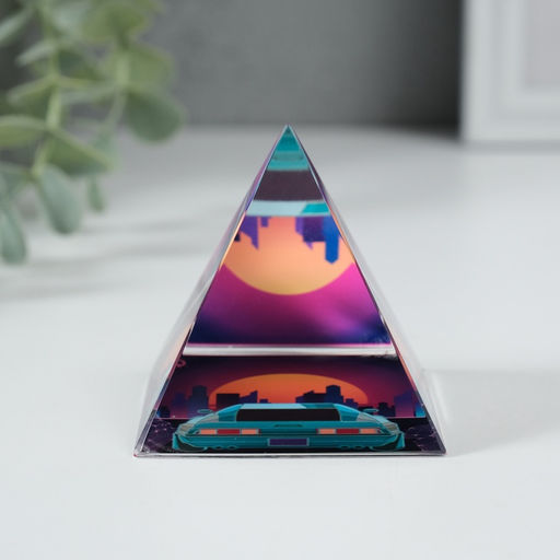 Фигурка стекло пирамида «Вид на город», 6×6×6 см
