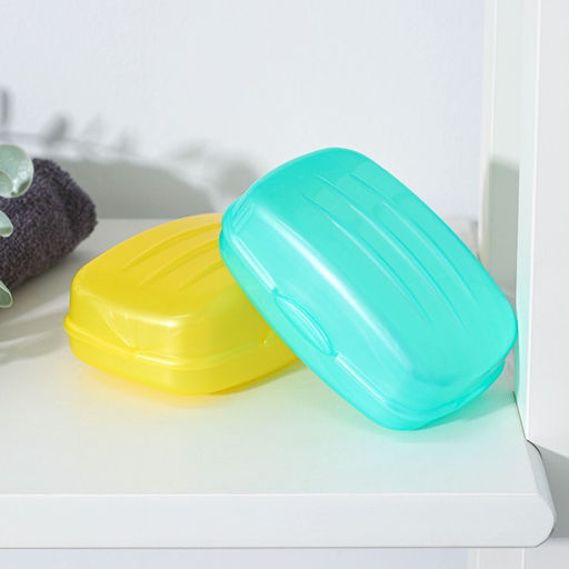 Цена за 4 шт. Мыльница с крышкой Радиан «Дорожная», пластик, 10×7×4.5 см, МИКС