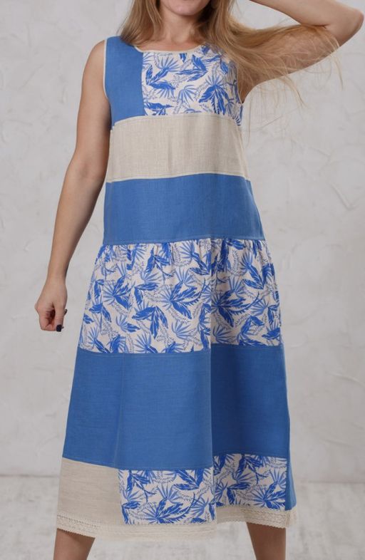 Удобное комбинированное платье 70% лен, 30% хлопок - Новый лен фото 6