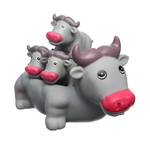 Набор резиновых игрушек для ванны Мыльница: Коровка, 15 см, с пищалкой, 4шт, Крошка Я  фото 2
