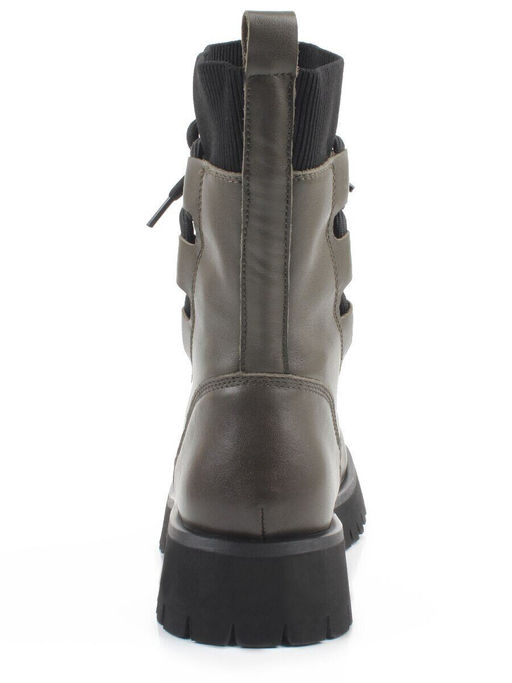 01-XKL21-195R DK. GREEN Ботинки демисезонные женские (натуральная кожа, байка)