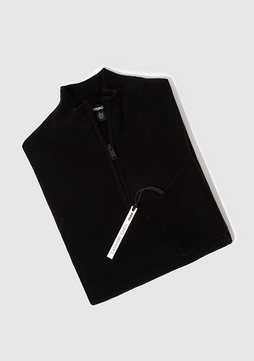 Yar? Fermuarl? Dik Yaka Siyah Kazak - Mavi фото 8