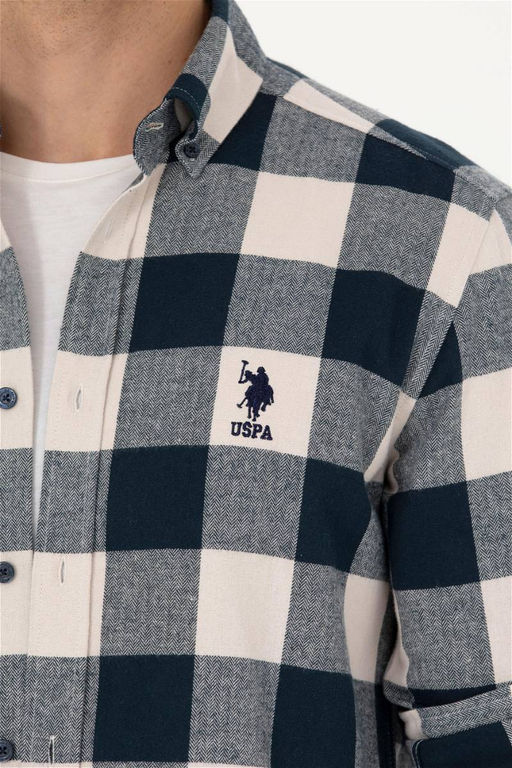Мужская темно-синяя рубашка с длинным рукавом - U.s. polo assn фото 7
