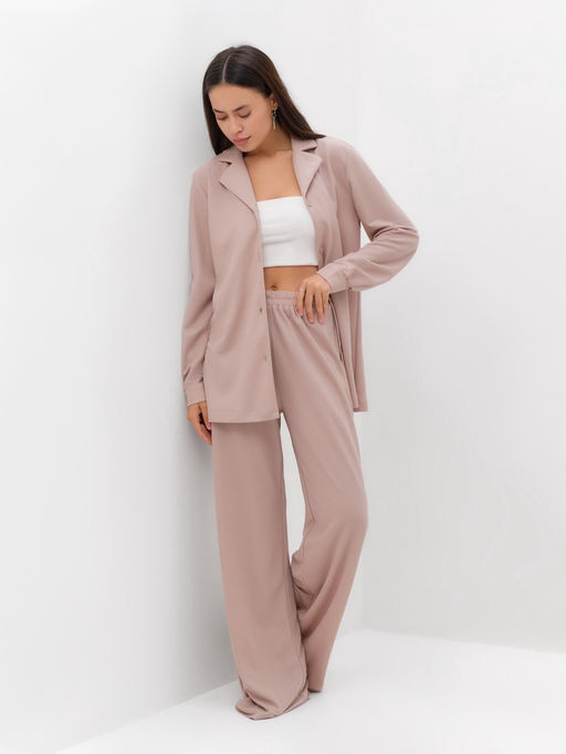 Костюм женский: рубашка, брюки, топ, KAFTAN Base, размер 48, пудровый
