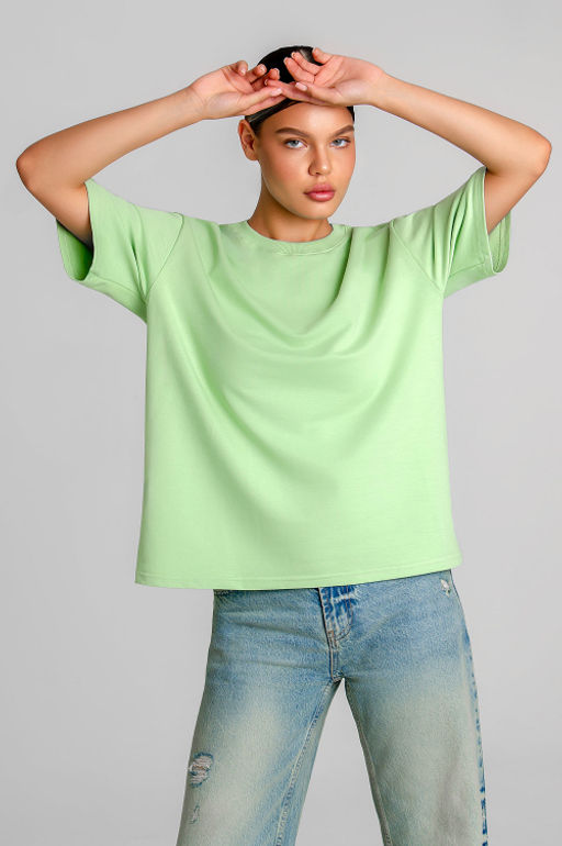 Арт. 3-302/3 Футболка женская оверсайз 44-50 (4 шт) Цвет:салатовый - Калинка фото 6