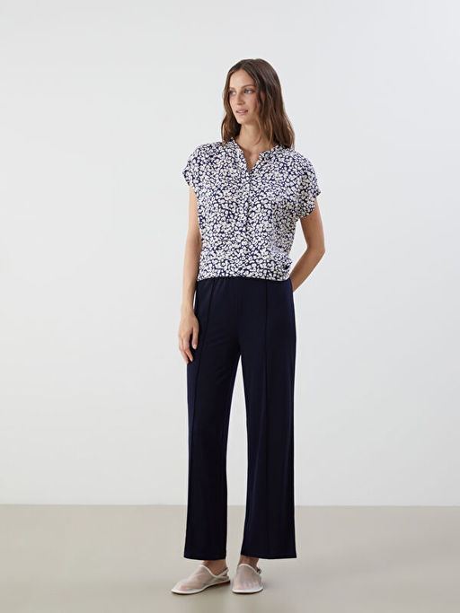 Ka??k Yaka ?i?ekli Bluz