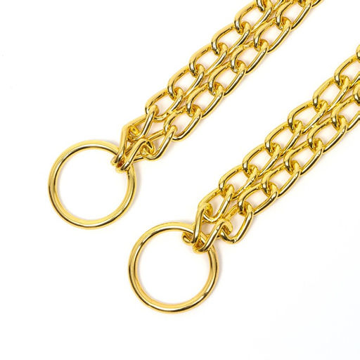 Ошейник - удавка металлический двухрядный, 45 см, толщина проволоки 2 мм, золотистый - Пижон фото 3