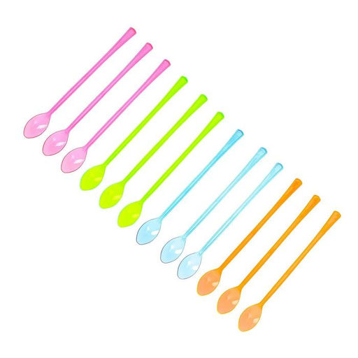 Цена за 2 шт. Пластиковые ложки, набор 12 шт., цвета МИКС