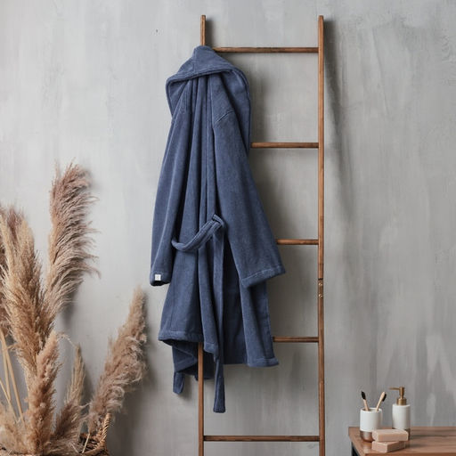 Халат махровый мужской SL HOME: Basic «Ривьера», размер M, хлопок 100%, синий