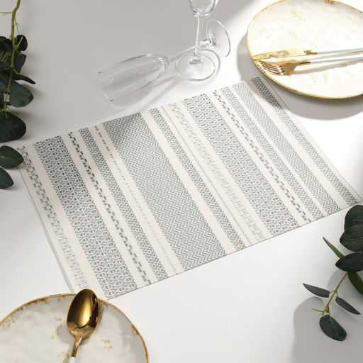 Салфетка на стол «Доляна», белый/зелёный, 45×30 см