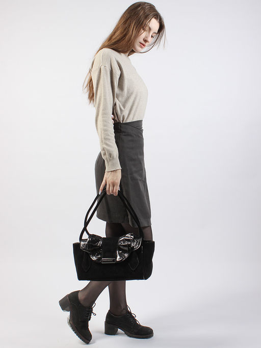 LACCOMA сумка Y2430-1-черный натуральная замша, натуральная кожа полиэстер  фото 8