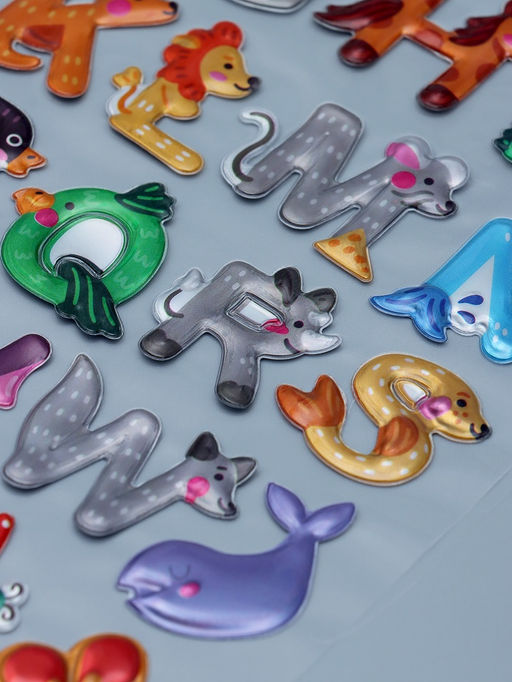 Цена за 3 шт. Наклейка интерьерная голография с металлическим отливом «Буквы», пластик, 9.5×27 см