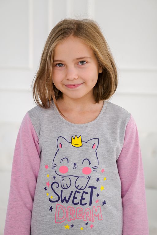 Пижама детская из футера Кисонька розовая березка - Амадэль фото 3