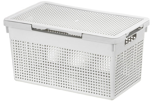 Корзина с крышкой 21 л 45,5*26,5*23,5 см Лофт узкая, светло-серая (модель 562108) - Elan gallery фото 3