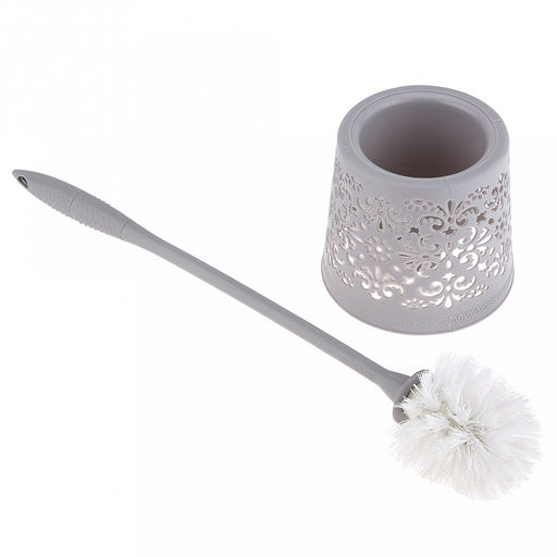 Ерш унитазный пластмассовый со съемной ручкой "Вензель" 48см, с подставкой д13,5см h12,2см, серый (Китай)