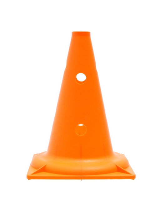 Конус - фишка, пластиковая, спортивная, разметочная, с отверстиями, 32 см, цвет оранжевый