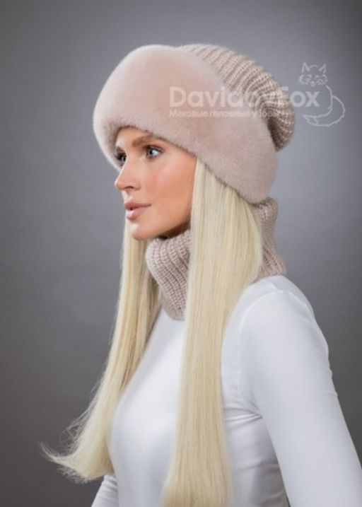 Комплект Ника норка трикотаж дымчатая доза манишка