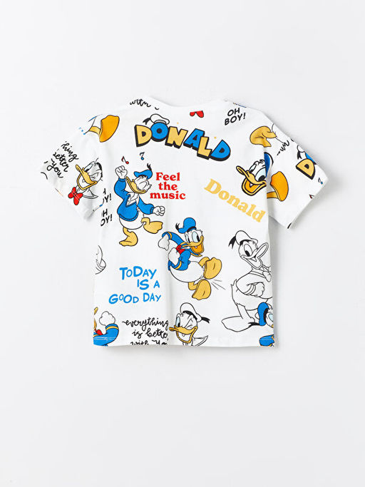 Bisiklet Yaka Donald Duck Bask?l? Erkek Bebek Ti??rt ve ?ort 2li Tak?m - Waikiki фото 3