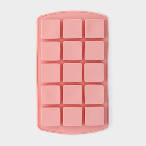 Форма для льда Доляна «Кьюб», силикон, 20×11.5×1.5 см, 15 ячеек, персиковый, розовый