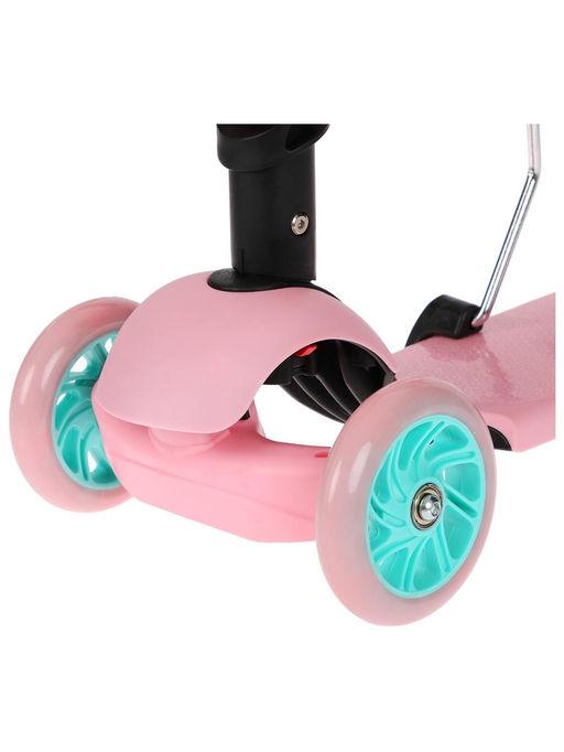 Самокат 2 в 1 с корзинкой GRAFFITI Kids, колёса PU 120/75 мм, розовый